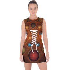 Fractal Fantasy Design Swirl Lace Up Front Bodycon Dress