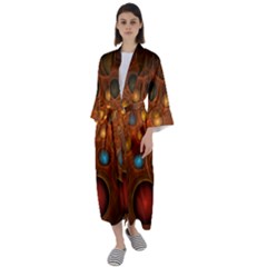 Fractal Fantasy Design Swirl Maxi Satin Kimono