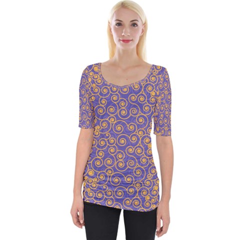 Spiral Patter Seamless Tile Wide Neckline Tee by Wegoenart