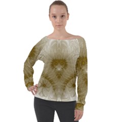 Fractal Abstract Pattern Background Off Shoulder Long Sleeve Velour Top by Wegoenart