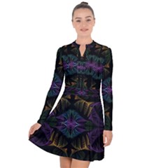 Fractal Abstract Background Pattern Art Long Sleeve Panel Dress by Wegoenart