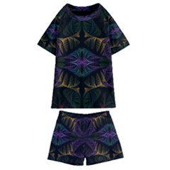 Fractal Abstract Background Pattern Art Kids  Swim Tee And Shorts Set by Wegoenart