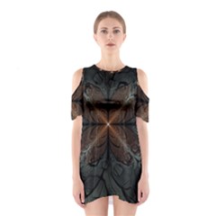 Art Abstract Fractal Pattern Shoulder Cutout One Piece Dress