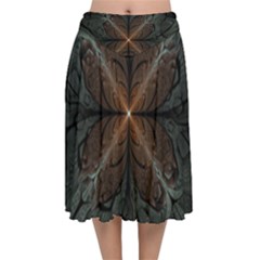 Art Abstract Fractal Pattern Velvet Flared Midi Skirt