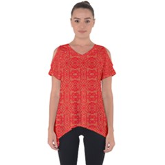 Chinese Background Red Cut Out Side Drop Tee by Wegoenart