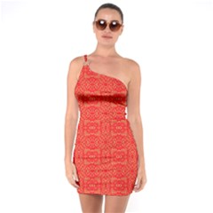 Chinese Background Red One Soulder Bodycon Dress