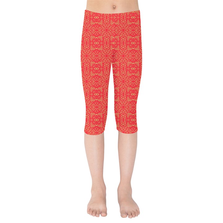 Chinese Background Red Kids  Capri Leggings 