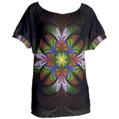 Fractal Flower Fantasy Pattern Women s Oversized Tee by Wegoenart