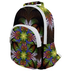 Fractal Flower Fantasy Pattern Rounded Multi Pocket Backpack by Wegoenart