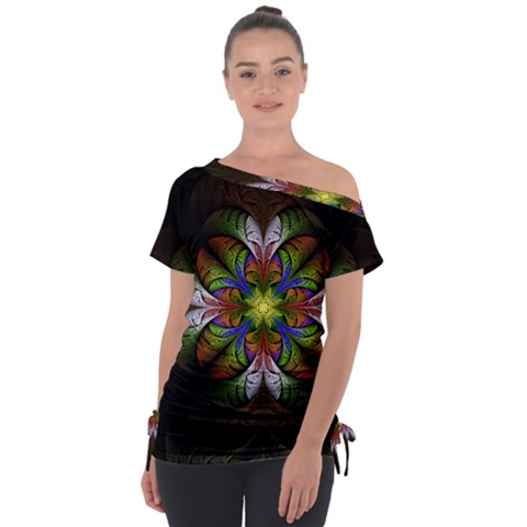 Fractal Flower Fantasy Pattern Tie-up Tee by Wegoenart