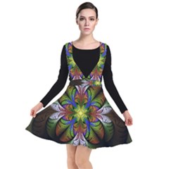 Fractal Flower Fantasy Pattern Plunge Pinafore Dress by Wegoenart