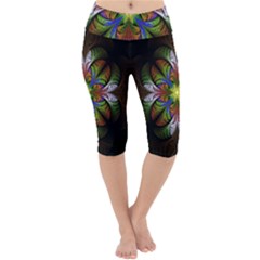 Fractal Flower Fantasy Pattern Lightweight Velour Cropped Yoga Leggings