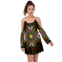 Fractal Flower Fantasy Pattern Kimono Sleeves Boho Dress by Wegoenart