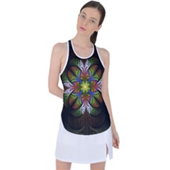 Fractal Flower Fantasy Pattern Racer Back Mesh Tank Top