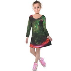 Space Cosmos Galaxy Universe Sky Kids  Long Sleeve Velvet Dress