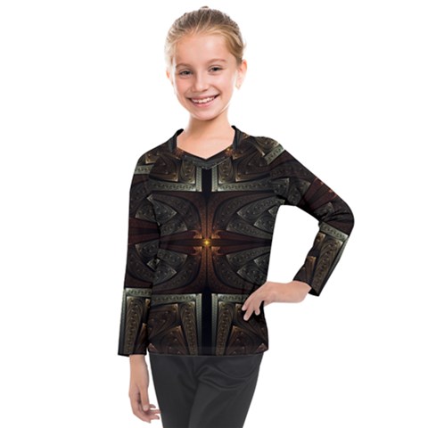 Fractal Artwork Abstract Fantasy Kids  Long Mesh Tee by Wegoenart