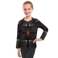 Fractal Artwork Abstract Fantasy Kids  Long Mesh Tee