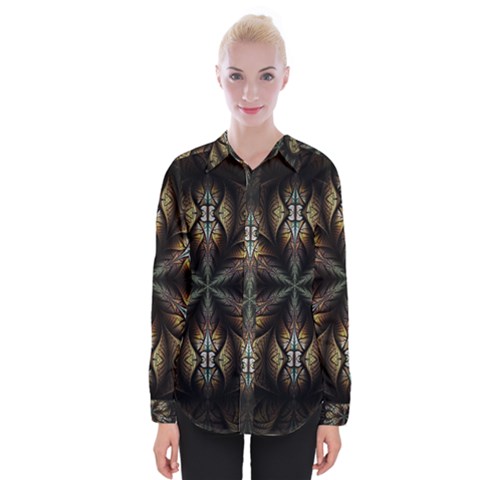 Fractal Flower Fantasy Floral Womens Long Sleeve Shirt by Wegoenart