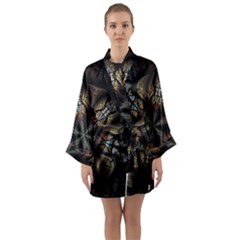 Fractal Flower Fantasy Floral Long Sleeve Satin Kimono by Wegoenart