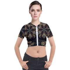 Fractal Flower Fantasy Floral Short Sleeve Cropped Jacket by Wegoenart