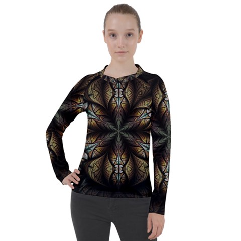 Fractal Flower Fantasy Floral Women s Pique Long Sleeve Tee by Wegoenart