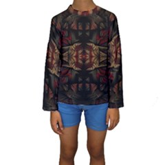 Fractal Fantasy Texture Pattern Kids  Long Sleeve Swimwear by Wegoenart