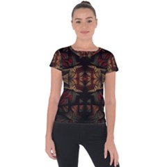 Fractal Fantasy Texture Pattern Short Sleeve Sports Top  by Wegoenart