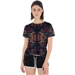 Fractal Fantasy Texture Pattern Open Back Sport Tee by Wegoenart