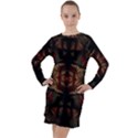 Fractal Fantasy Texture Pattern Long Sleeve Hoodie Dress View1