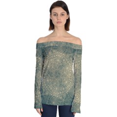 Fractal Abstract Background Pattern Off Shoulder Long Sleeve Top by Wegoenart