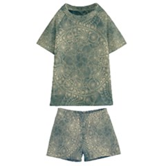 Fractal Abstract Background Pattern Kids  Swim Tee And Shorts Set by Wegoenart