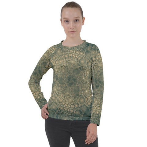 Fractal Abstract Background Pattern Women s Long Sleeve Raglan Tee by Wegoenart