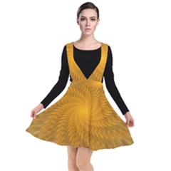 Fractal Abstract Background Pattern Gold Golden Yellow Plunge Pinafore Dress by Wegoenart