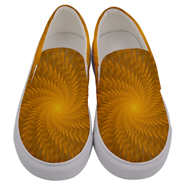 Fractal Abstract Background Pattern Gold Golden Yellow Men s Canvas Slip Ons