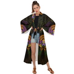 Fractal Abstract Background Pattern Maxi Kimono