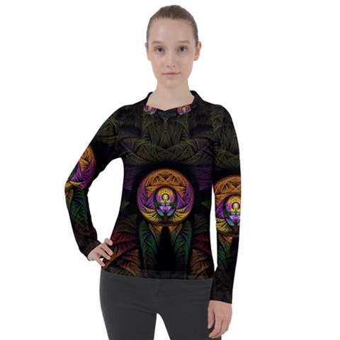 Fractal Abstract Background Pattern Women s Pique Long Sleeve Tee by Wegoenart