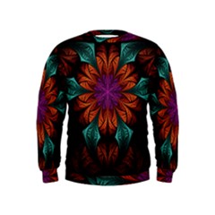 Fractal Flower Fantasy Floral Kids  Sweatshirt by Wegoenart