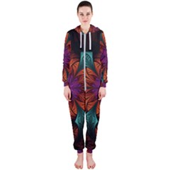 Fractal Flower Fantasy Floral Hooded Jumpsuit (ladies)  by Wegoenart