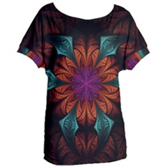 Fractal Flower Fantasy Floral Women s Oversized Tee by Wegoenart