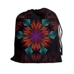 Fractal Flower Fantasy Floral Drawstring Pouch (2xl) by Wegoenart