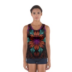 Fractal Flower Fantasy Floral Sport Tank Top  by Wegoenart