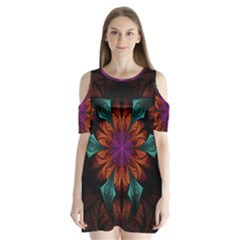 Fractal Flower Fantasy Floral Shoulder Cutout Velvet One Piece