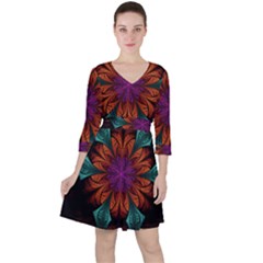 Fractal Flower Fantasy Floral Ruffle Dress by Wegoenart