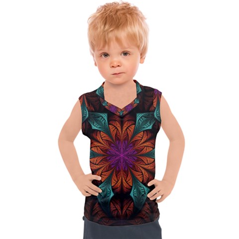 Fractal Flower Fantasy Floral Kids  Sport Tank Top by Wegoenart