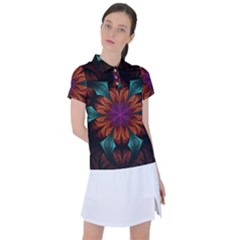 Fractal Flower Fantasy Floral Women s Polo Tee