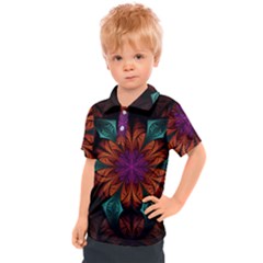 Fractal Flower Fantasy Floral Kids  Polo Tee