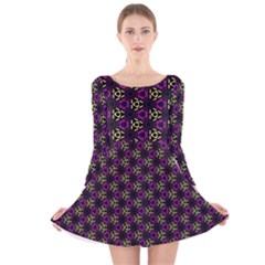 Wallpaper Floral Pattern Purple Long Sleeve Velvet Skater Dress