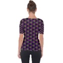 Wallpaper Floral Pattern Purple Shoulder Cut Out Short Sleeve Top View2