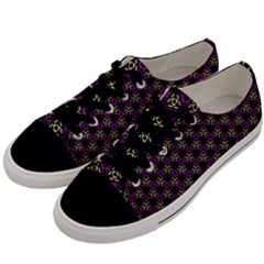 Wallpaper Floral Pattern Purple Men s Low Top Canvas Sneakers by Wegoenart