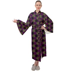 Wallpaper Floral Pattern Purple Maxi Velour Kimono by Wegoenart